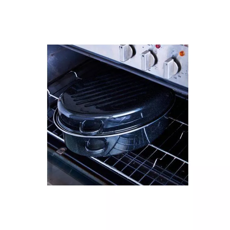 Cocotte Rotissoire Daubière Ovale Acier Emaillé Noir D32 4 Cocotte Rotissoire Daubière Ovale Acier Emaillé Noir D32 – Image 4