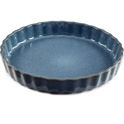 FESTONNEE Moule à Tarte En Céramique D 28 Cm BRETAGNE CERAMIQUE INDUSTRIE Bleu Réactif