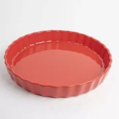 FESTONNEE Moule à Tarte En Céramique D 28 Cm BRETAGNE CERAMIQUE INDUSTRIE Rouge Saveur