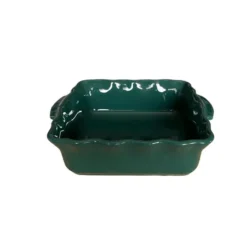 FESTONNEE Plat à Four En Céramique Carré 23 Cm BRETAGNE CERAMIQUE INDUSTRIE Vert Profond