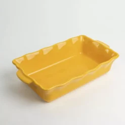 FESTONNEE Plat à Four En Céramique Rectangle 25x15 BRETAGNE CERAMIQUE INDUSTRIE Jaune Safran