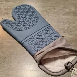 Gant à Four En Coton Et Silicone DOTZ Bleu Et Gris