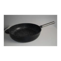 JULIENNE GRANIT Sauteuse En Fonte Aluminium Aspect Pierre Avec Couvercle Et Manche Amovible INDUCTION D24