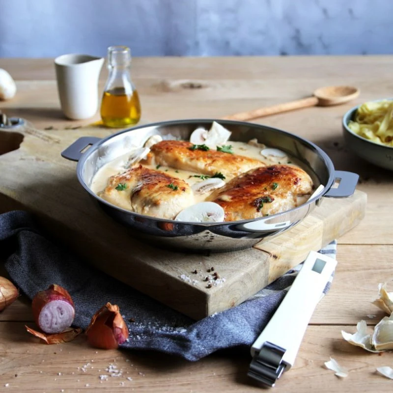 Mutine Poêle Inox Haute D24 + D28 + Poignée Amovible Framboise Cristel 1 Mutine Poêle Inox Haute D24 + D28 + Poignée Amovible Framboise Cristel