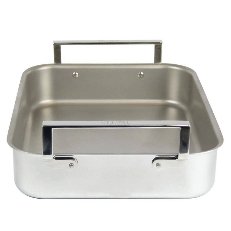 Plat à Four Plaque à Rôtir à Anses Larges + Grille Rectangle Trilaminé Inox Induction CRISTEL 40 Cm 9 Plat à Four Plaque à Rôtir à Anses Larges + Grille Rectangle Trilaminé Inox Induction CRISTEL 40 Cm – Image 9